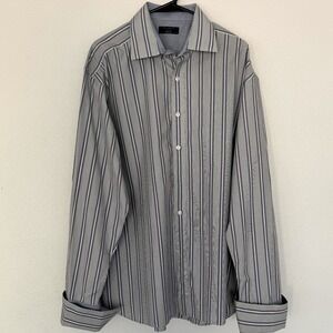 Ted Baker London Cotton Striped Button Down French Cuffs Shirt SZ 17.5‎ -32/33